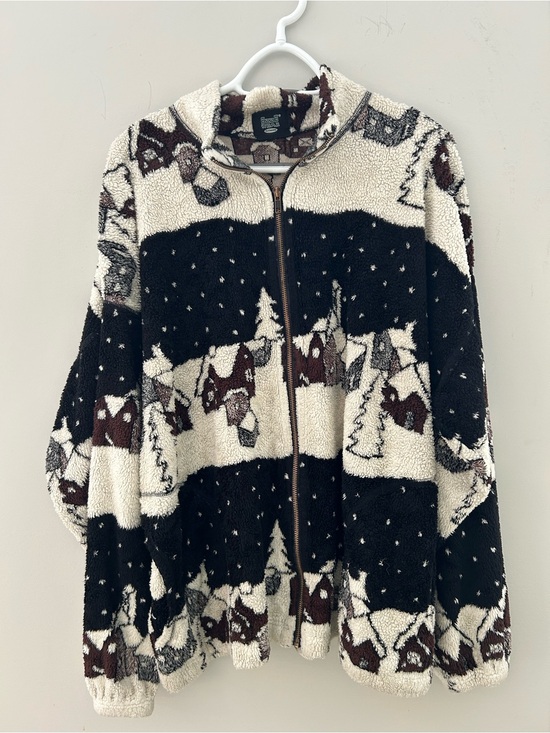 Vintage Jackets & Blazers - Vintage 90’s Denali Wintwr Christmas Cabin Theme Fleece Sweater